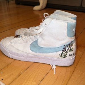 White Embroidered Nike Blazers